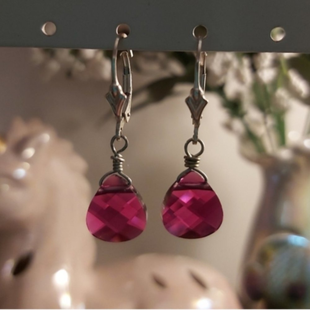 Swarovski Crystal Pink 925 SS Earrings